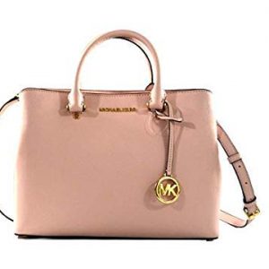 Michael Kors Savannah Saffiano Leather Large Satchel Crossbody Bag Purse Handbag (Blossom), Medium