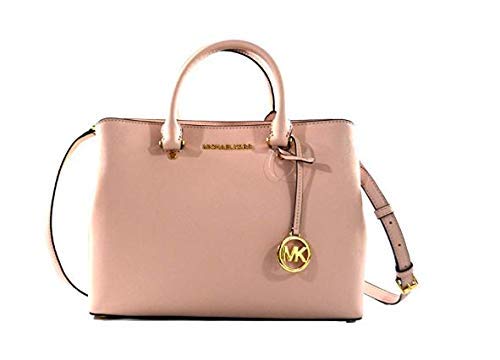 Michael Kors Savannah Saffiano Leather Large Satchel Crossbody Bag Purse Handbag (Blossom), Medium
