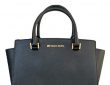 Michael Kors Selma Black Saffiano Leather Medium Top Zip Satchel Bag